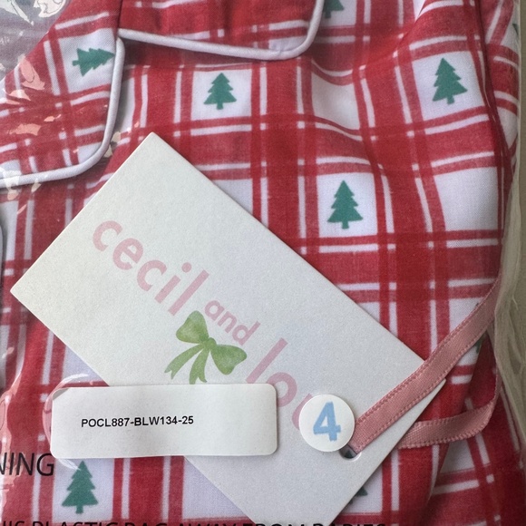 Cecil & Lou Kids Red Check Christmas Tree Pajamas, NWT, Unisex Size: 4 - Picture 3 of 4